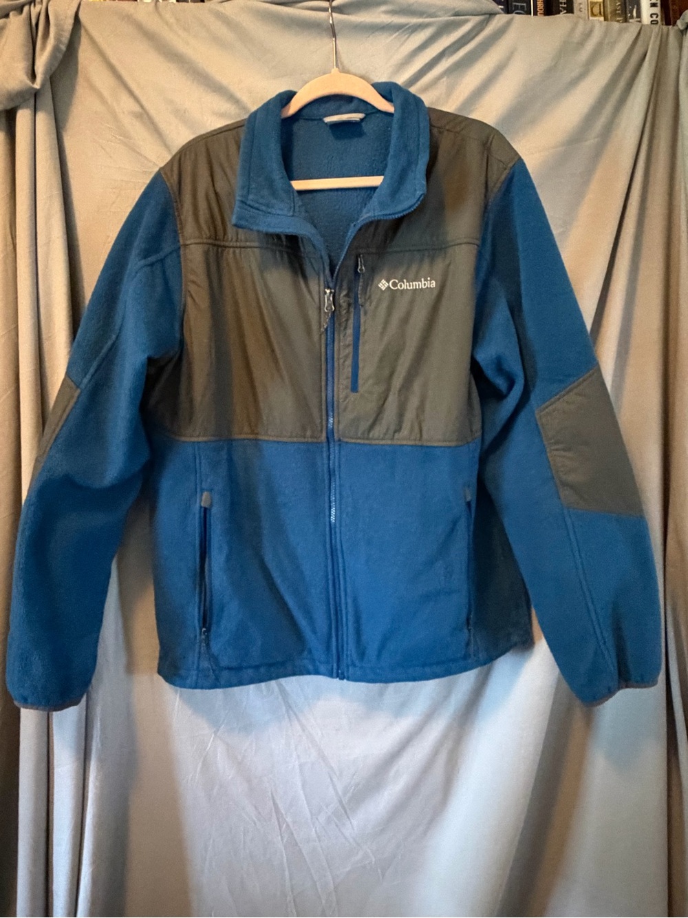Columbia Men's Royal Blue Fleece Full Zip Jacket with Dark Gray Panels, sz Large